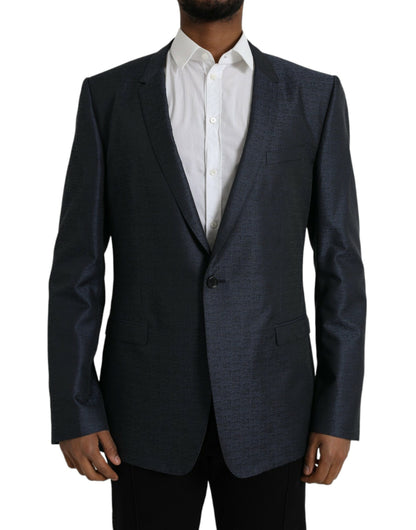 Dolce &amp; Gabbana Blauer Woll-Blazer in GOLD mit einreihigem Mantel