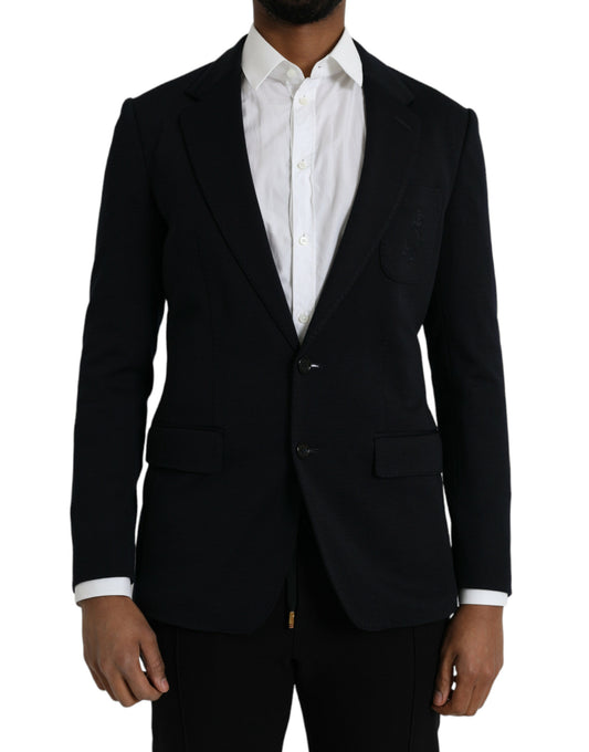 Dolce &amp; Gabbana – Einreihiger Blazer aus schwarzer Wolle mit Kerbe