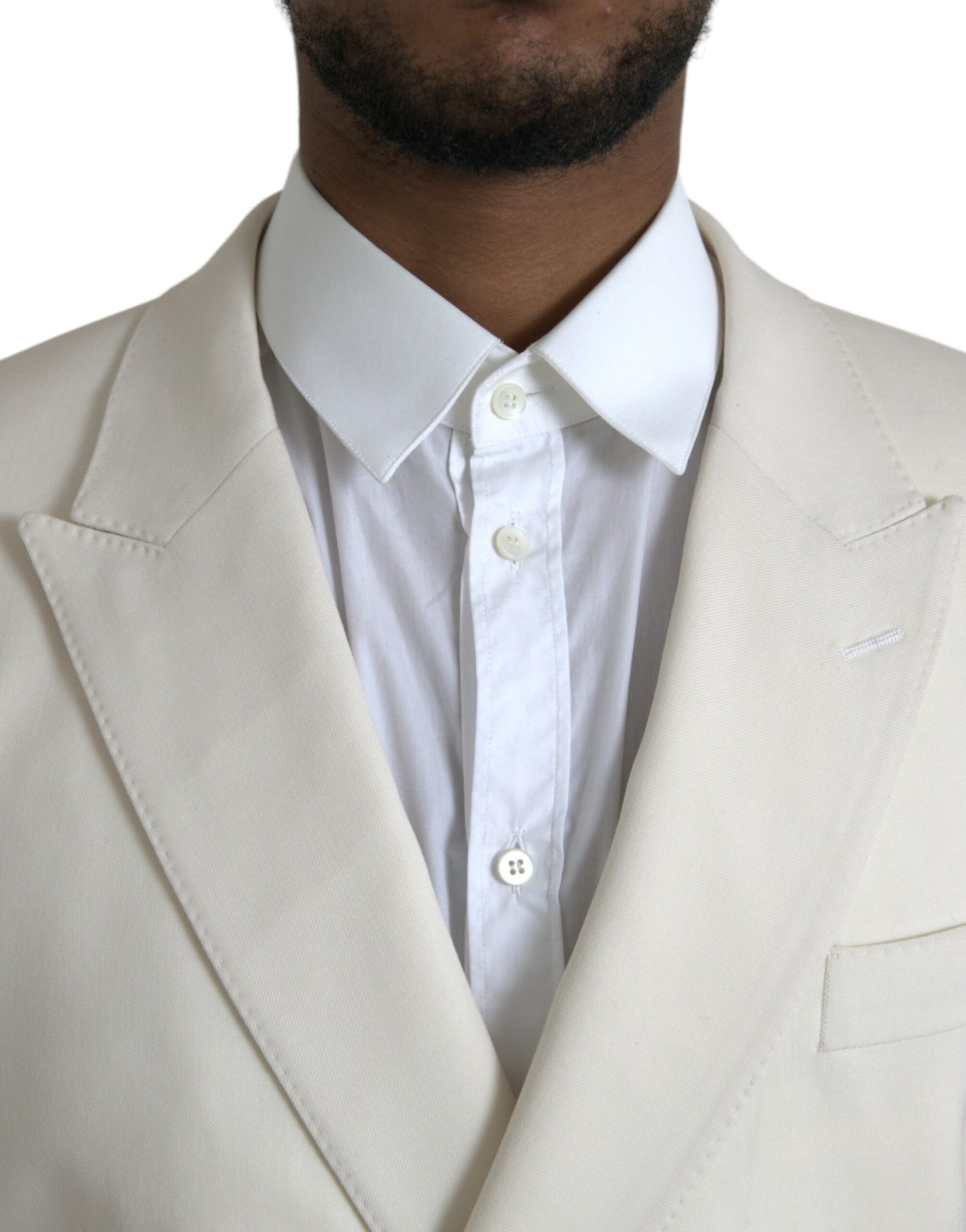 Dolce &amp; Gabbana – Zweireihiger MARTINI-Blazer aus weißer Wolle