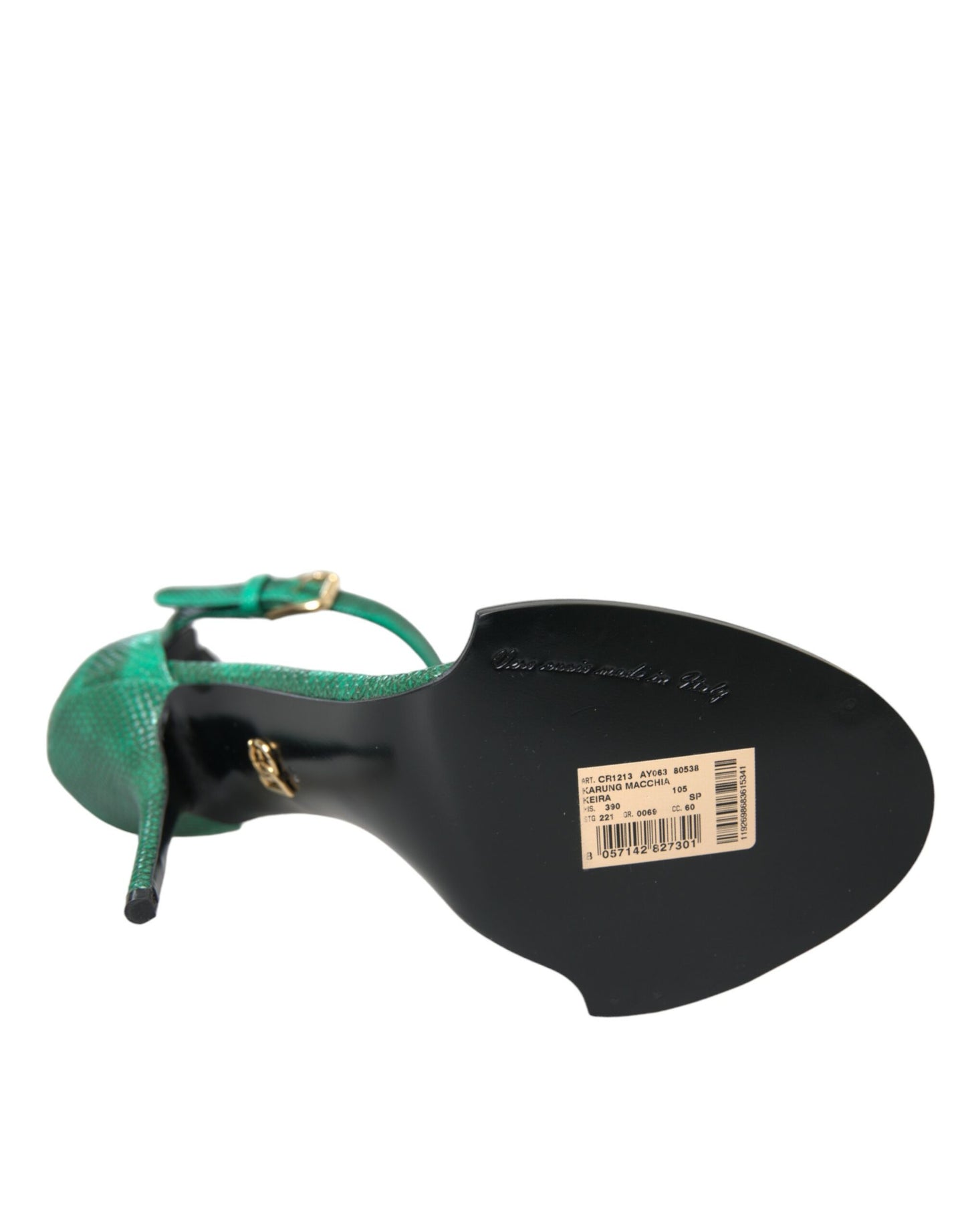 Dolce &amp; Gabbana Grüne Sandalen aus exotischem Leder mit Kristallen