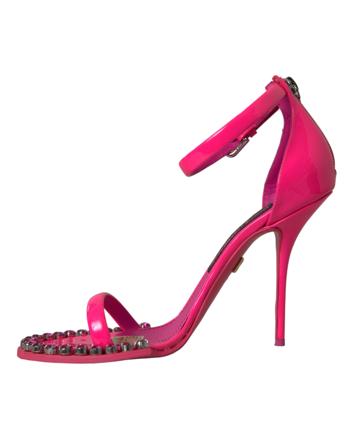 Dolce &amp; Gabbana Rosa Leder Kristall Heels Sandalen Schuhe