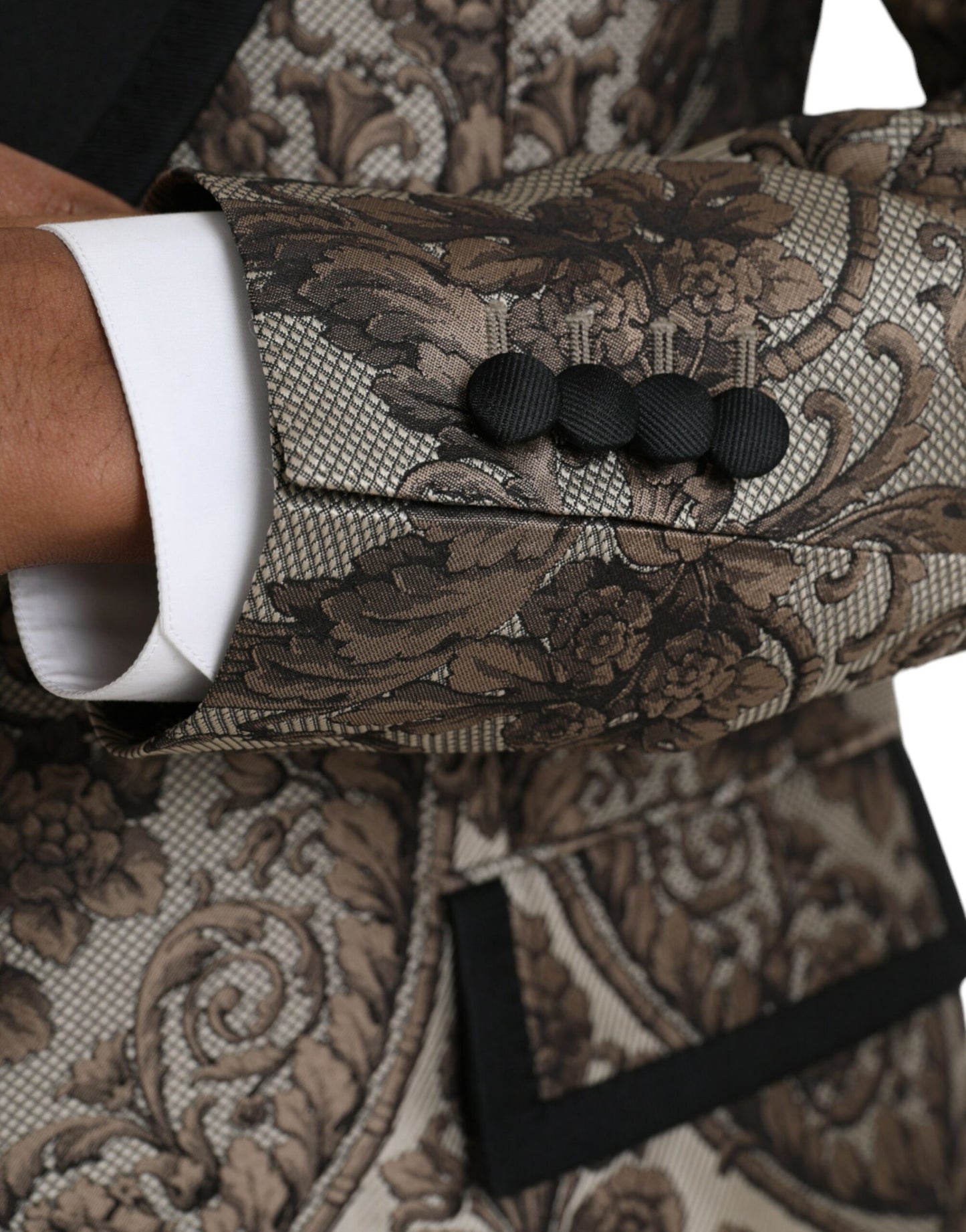 Dolce &amp; Gabbana – Formeller dreiteiliger Anzug aus braunem Jacquard mit Blumenmuster