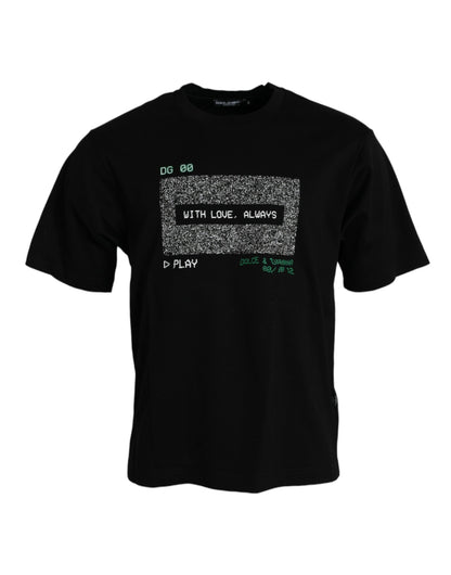 Dolce &amp; Gabbana – Schwarzes T-Shirt mit Rundhalsausschnitt „With Love Always“