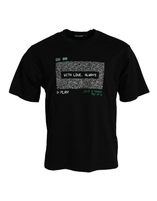 Dolce &amp; Gabbana – Schwarzes T-Shirt mit Rundhalsausschnitt „With Love Always“