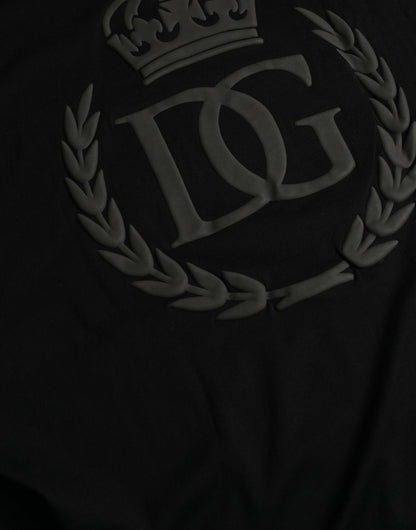 Dolce &amp; Gabbana – Schwarzes T-Shirt mit Rundhalsausschnitt und kurzen Ärmeln und geprägtem Logo