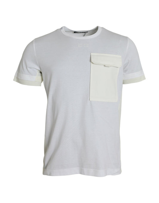 Dolce &amp; Gabbana – Weißes T-Shirt mit kurzen Ärmeln aus Baumwolle mit Tasche