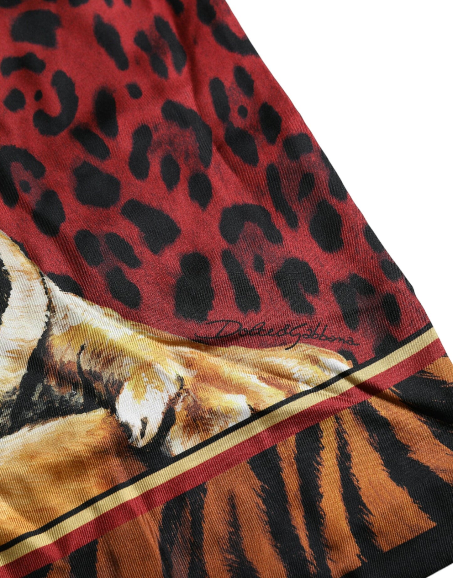Dolce &amp; Gabbana – Kurzärmliges Baumwoll-T-Shirt mit mehrfarbigem Tiger-Print