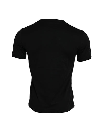 Dolce &amp; Gabbana – Schwarzes T-Shirt aus Baumwolle mit Rundhalsausschnitt #DGFamily