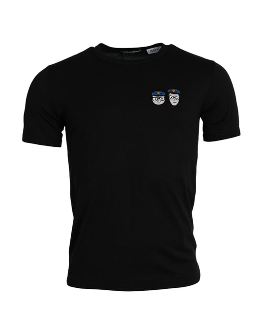 Dolce &amp; Gabbana – Schwarzes T-Shirt aus Baumwolle mit Rundhalsausschnitt #DGFamily