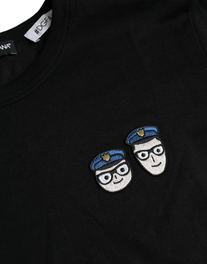 Dolce &amp; Gabbana – Schwarzes T-Shirt aus Baumwolle mit Rundhalsausschnitt #DGFamily