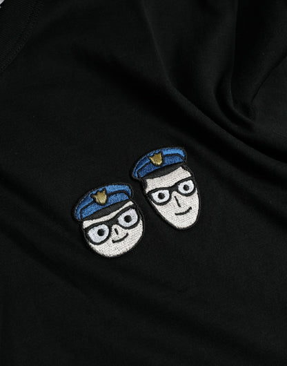Dolce &amp; Gabbana – Schwarzes T-Shirt aus Baumwolle mit Rundhalsausschnitt #DGFamily