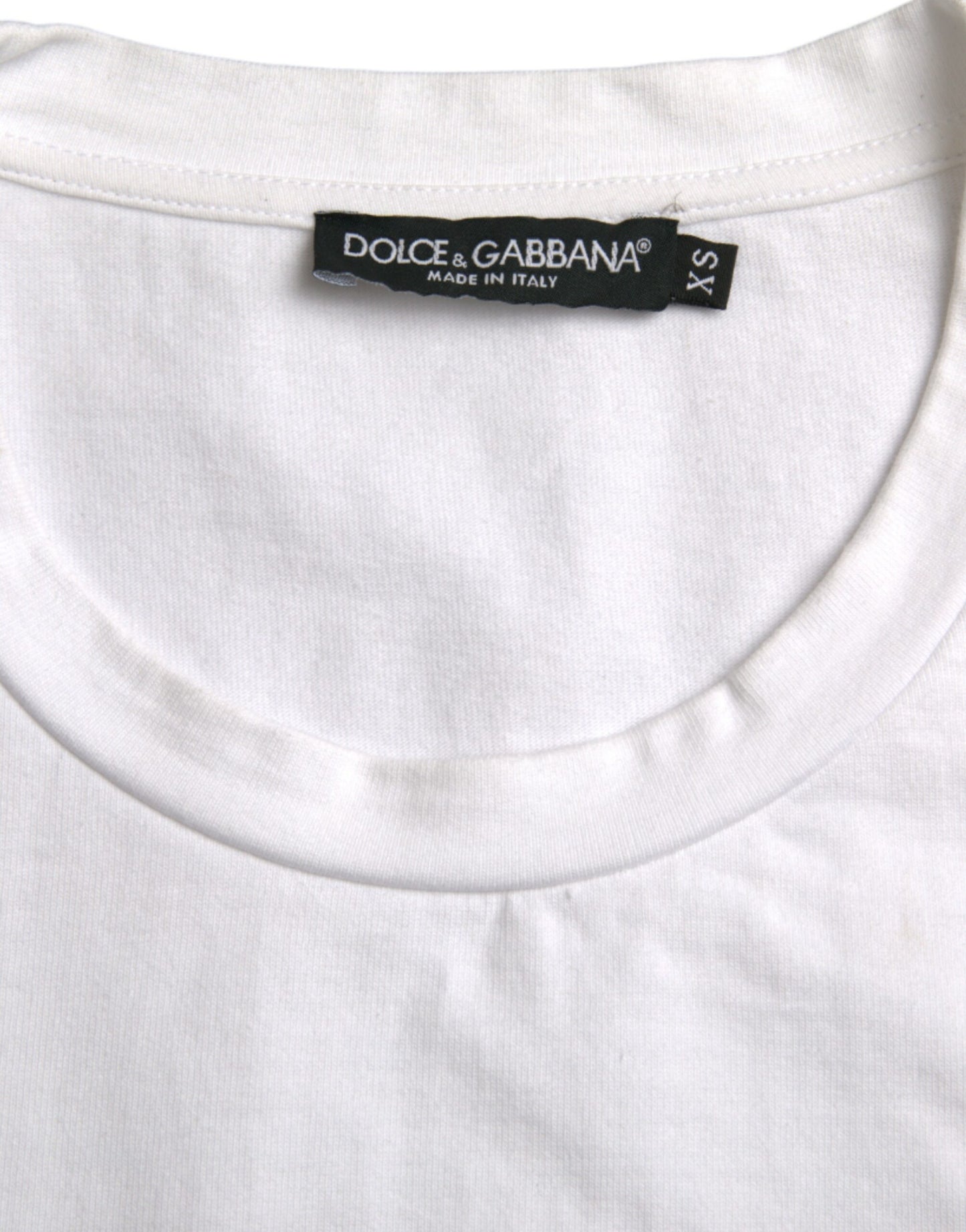 Dolce &amp; Gabbana White Amor Heart Cotton Crewneck Short Sleeve T-shirt