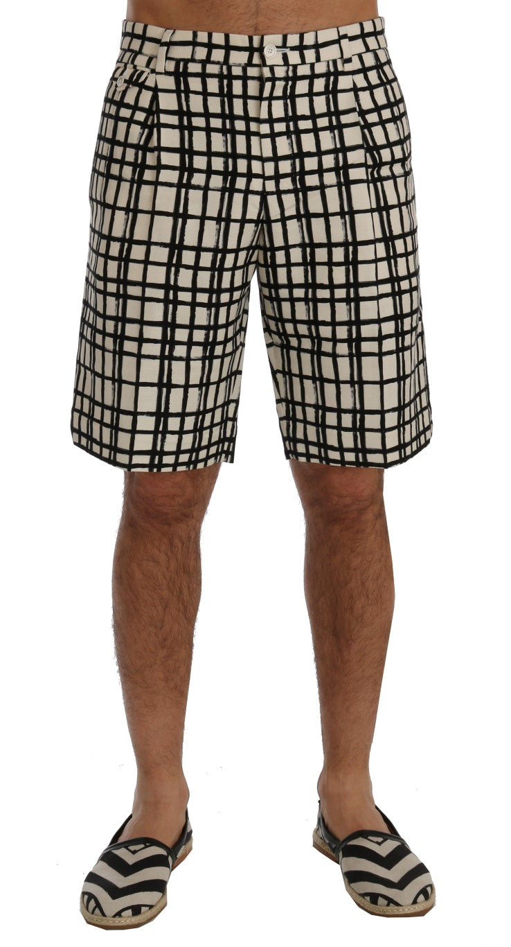 Dolce &amp; Gabbana – Weiß-schwarz gestreifte Freizeitshorts