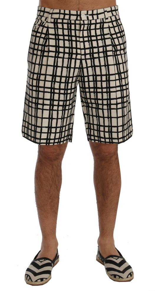 Dolce &amp; Gabbana – Weiß-schwarz gestreifte Freizeitshorts