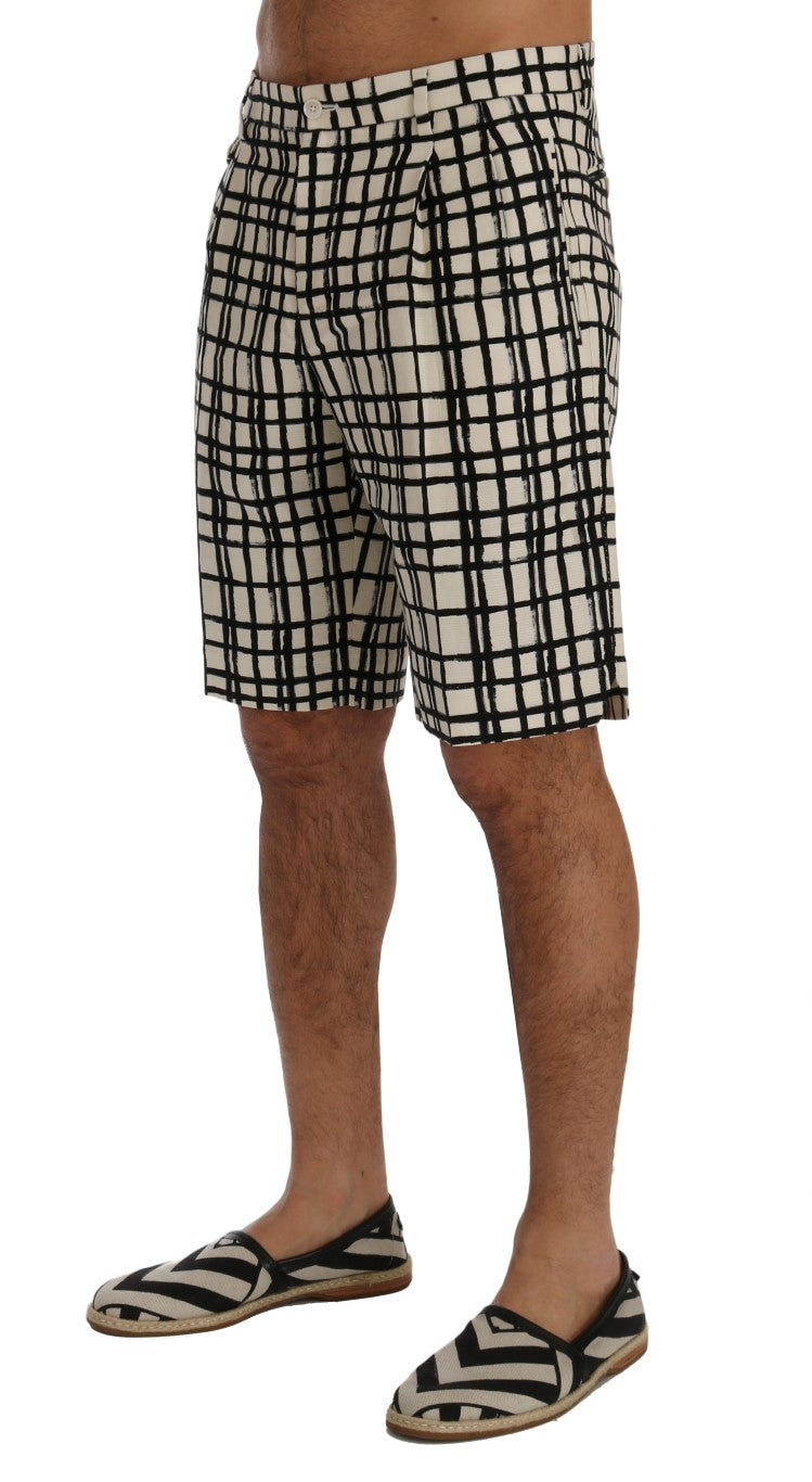 Dolce &amp; Gabbana – Weiß-schwarz gestreifte Freizeitshorts