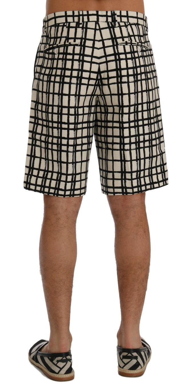 Dolce &amp; Gabbana – Weiß-schwarz gestreifte Freizeitshorts