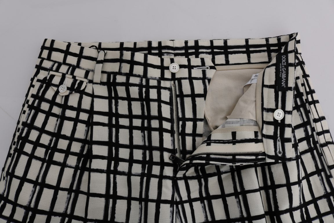 Dolce &amp; Gabbana – Weiß-schwarz gestreifte Freizeitshorts