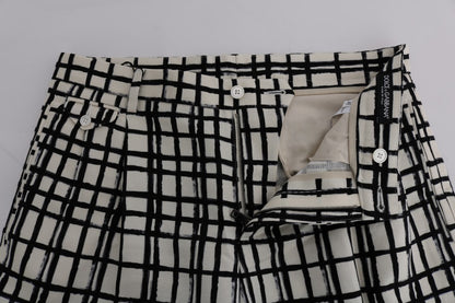 Dolce &amp; Gabbana – Weiß-schwarz gestreifte Freizeitshorts