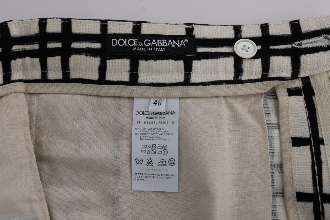 Dolce &amp; Gabbana – Weiß-schwarz gestreifte Freizeitshorts