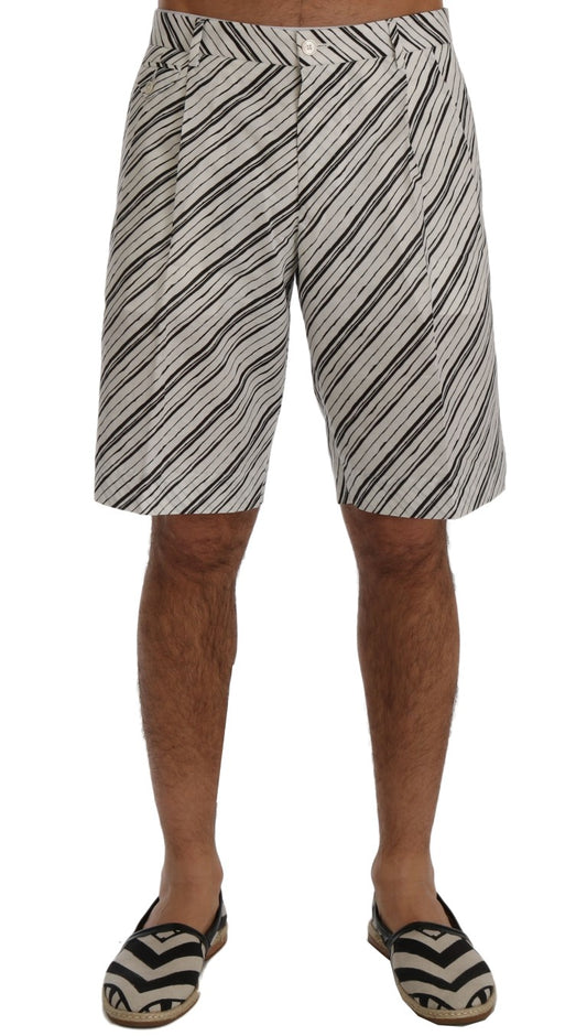 Dolce &amp; Gabbana – Weiß-schwarz gestreifte Freizeitshorts