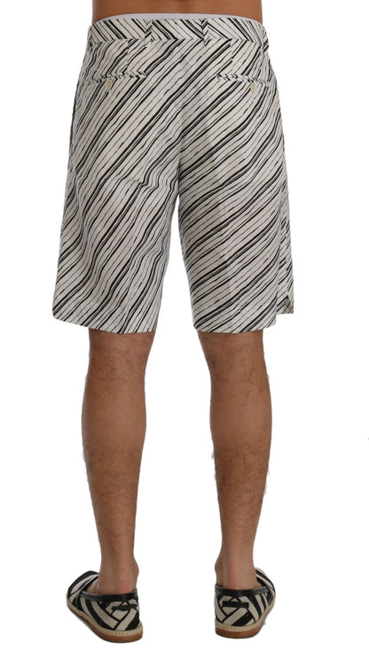 Dolce &amp; Gabbana – Weiß-schwarz gestreifte Freizeitshorts