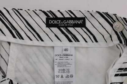 Dolce &amp; Gabbana – Weiß-schwarz gestreifte Freizeitshorts