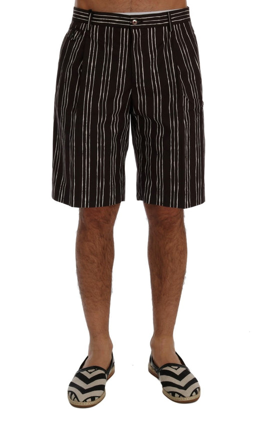 Dolce &amp; Gabbana Bordeaux-weiß gestreifte Freizeitshorts aus Hanf