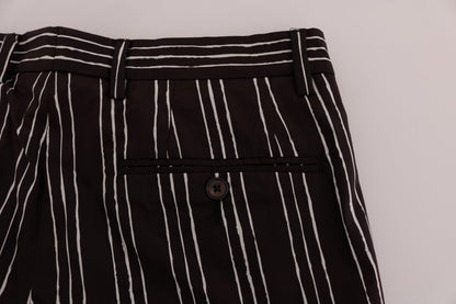 Dolce &amp; Gabbana Bordeaux-weiß gestreifte Freizeitshorts aus Hanf