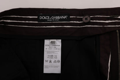 Dolce &amp; Gabbana Bordeaux-weiß gestreifte Freizeitshorts aus Hanf