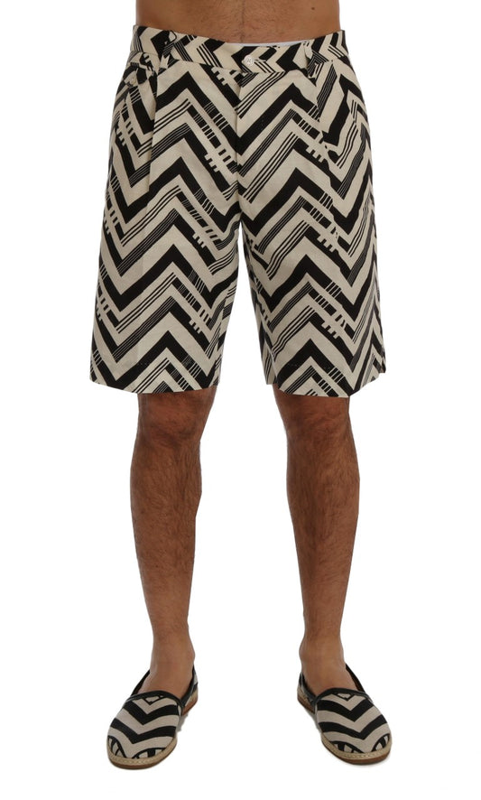 Dolce &amp; Gabbana – Shorts aus Baumwollleinen mit weißen und schwarzen Streifen