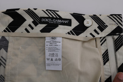 Dolce &amp; Gabbana – Shorts aus Baumwollleinen mit weißen und schwarzen Streifen