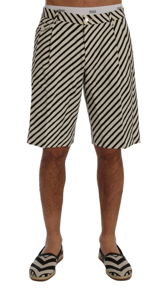 Dolce &amp; Gabbana – Freizeitshorts aus Hanf mit weißen und schwarzen Streifen