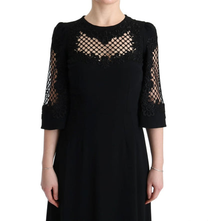 Dolce &amp; Gabbana – Langes Maxi-Etuikleid aus Stretch in Schwarz