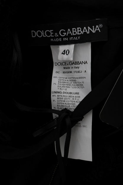 Dolce &amp; Gabbana – Langes Etuikleid „Ricamo“ mit Blumenmuster in Schwarz