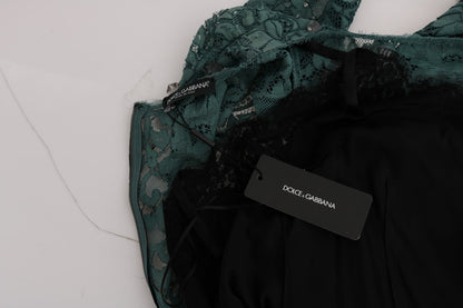 Dolce &amp; Gabbana – Grünes Ricamo-Etuikleid mit Blumenmuster und Kristallen