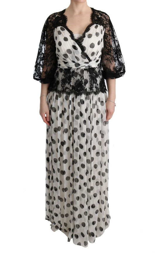 Dolce &amp; Gabbana – Schwarz-weiß gepunktetes Blumenkleid