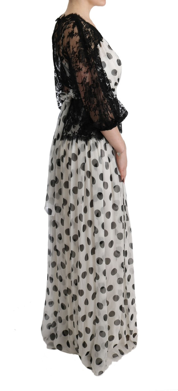 Dolce &amp; Gabbana – Schwarz-weiß gepunktetes Blumenkleid