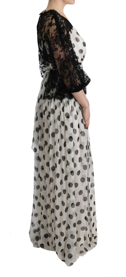 Dolce &amp; Gabbana – Schwarz-weiß gepunktetes Blumenkleid