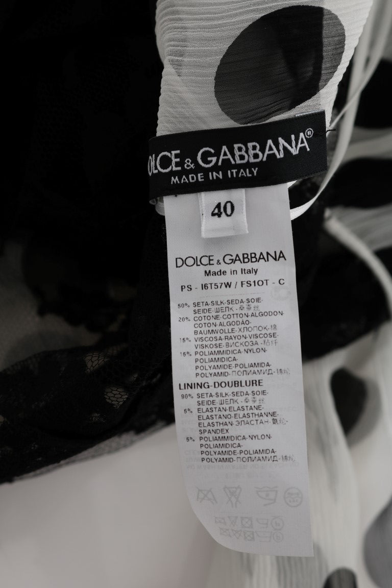 Dolce &amp; Gabbana – Schwarz-weiß gepunktetes Blumenkleid