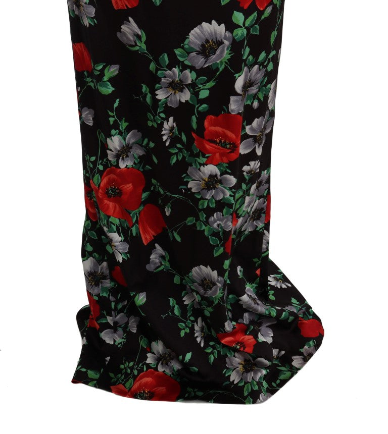 Dolce &amp; Gabbana – Langes, mehrfarbiges Stretch-Etuikleid mit Blumendruck