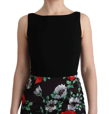Dolce &amp; Gabbana – Langes, mehrfarbiges Stretch-Etuikleid mit Blumendruck