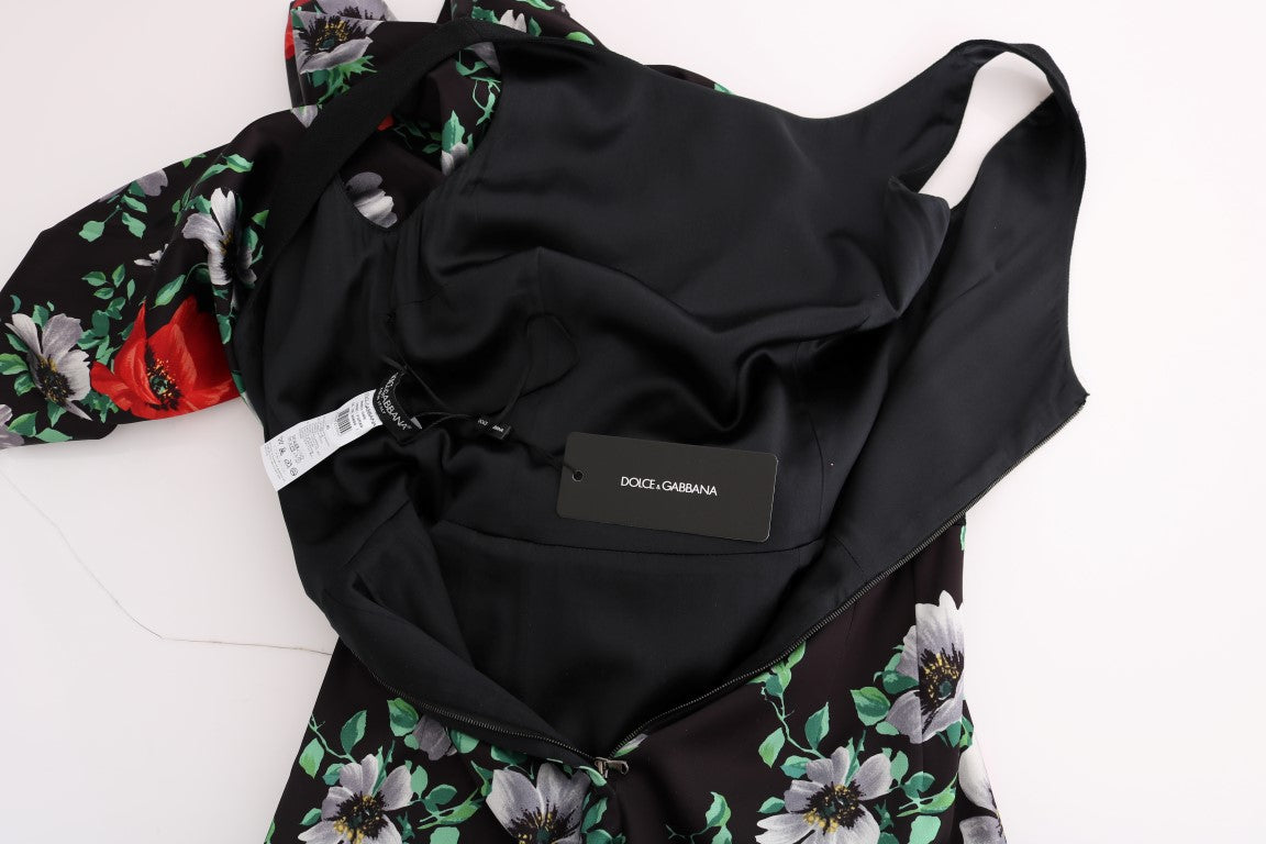 Dolce &amp; Gabbana – Langes, mehrfarbiges Stretch-Etuikleid mit Blumendruck