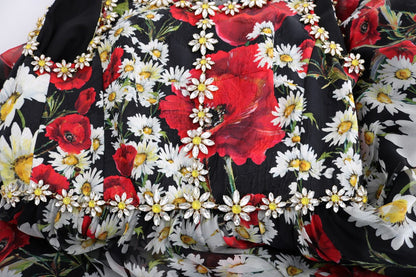 Dolce &amp; Gabbana, mehrfarbiges langes Maxikleid aus Seide mit Blumenmuster und Kristallen
