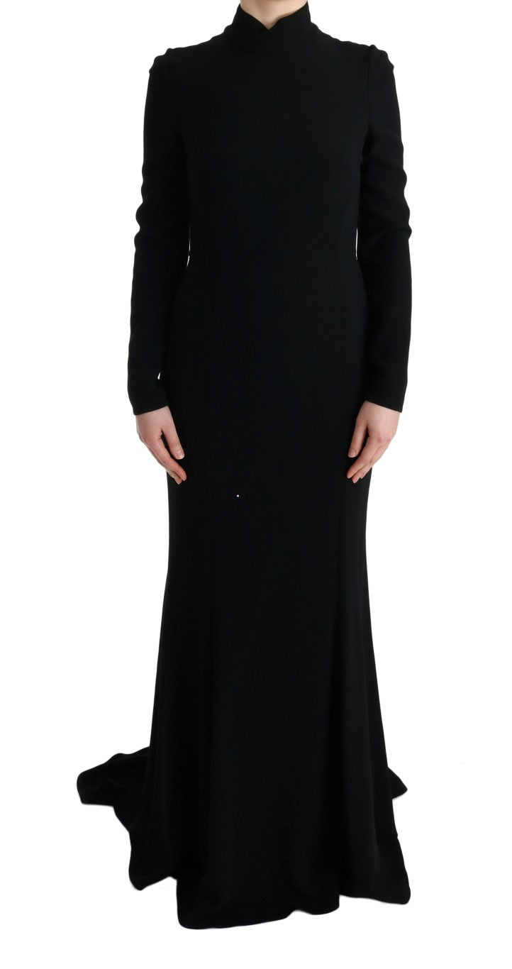 Dolce &amp; Gabbana – Langes, schwarzes Stretch-Etuikleid