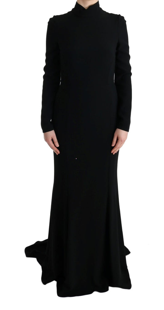 Dolce &amp; Gabbana – Langes, schwarzes Stretch-Etuikleid