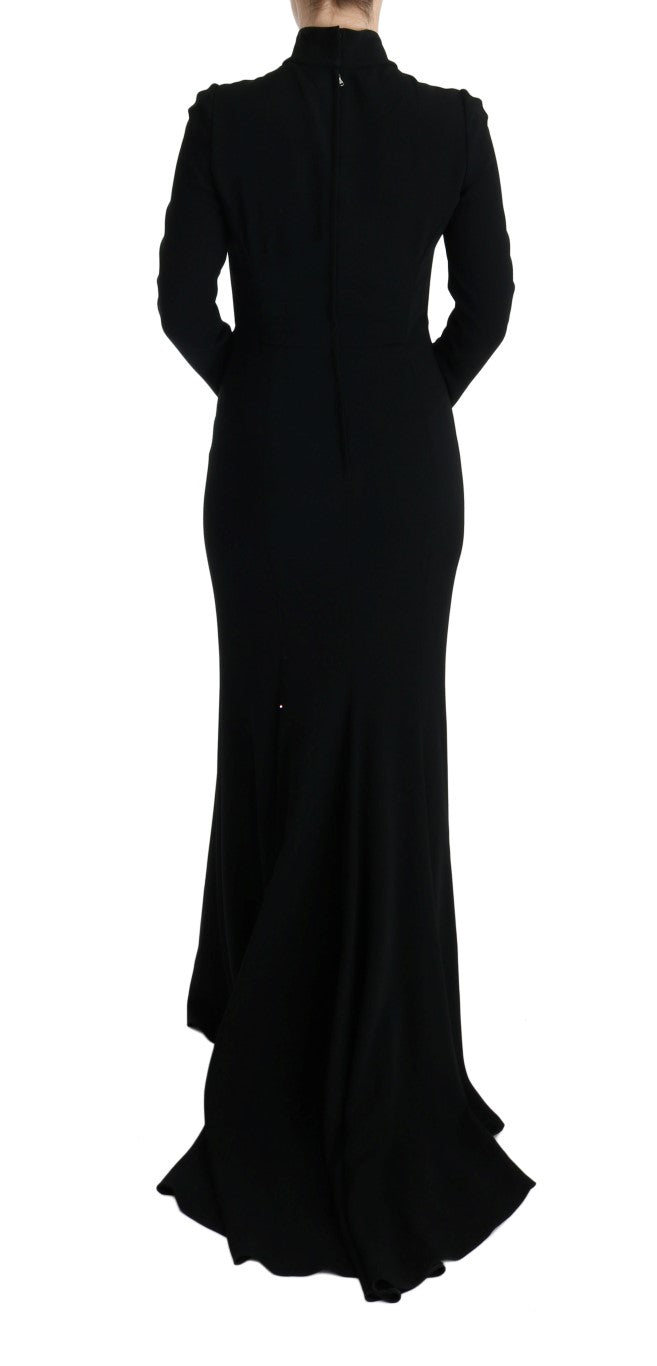 Dolce &amp; Gabbana – Langes, schwarzes Stretch-Etuikleid