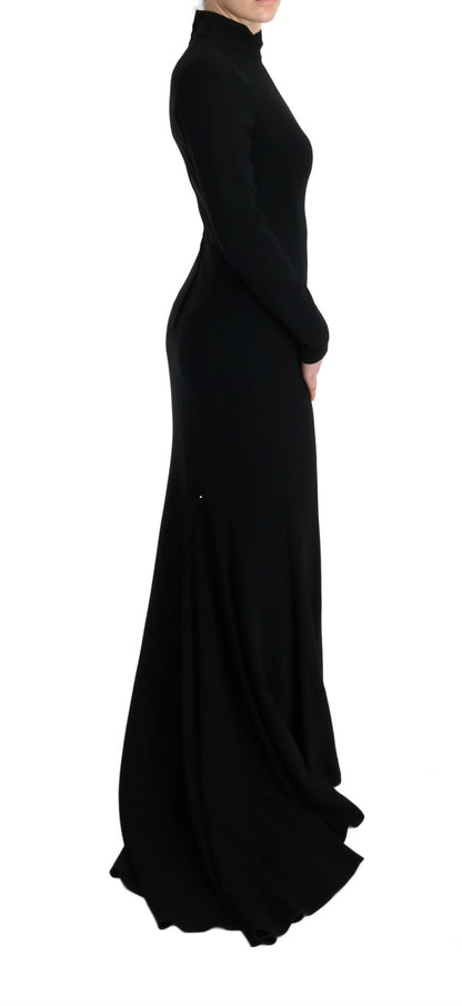 Dolce &amp; Gabbana – Langes, schwarzes Stretch-Etuikleid