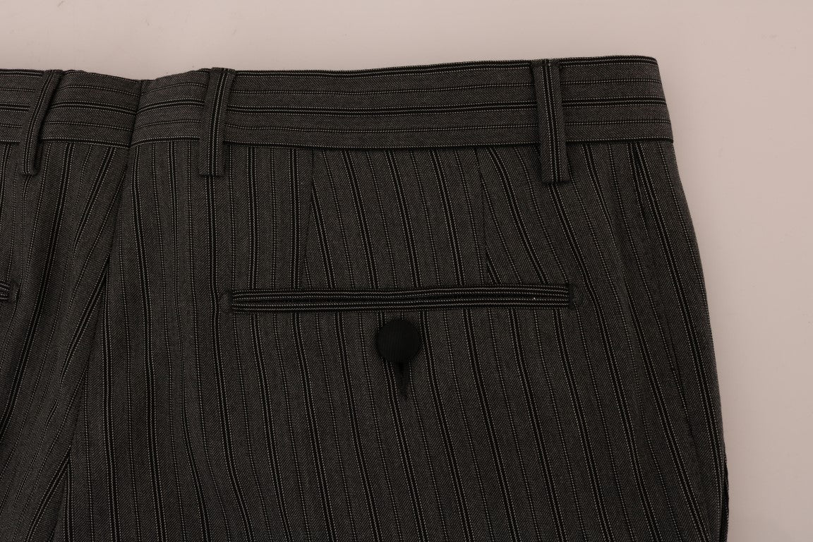 Dolce &amp; Gabbana – Graue, gestreifte Anzughose aus Wolle