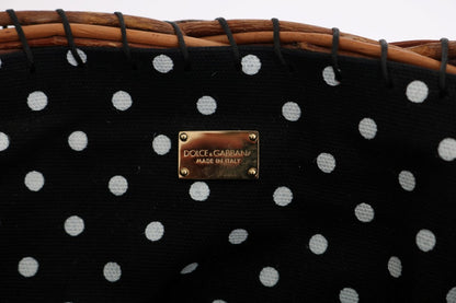 Dolce &amp; Gabbana Beige Stroh Schlangenhaut Pom Pom Kristall AGNESE Tasche