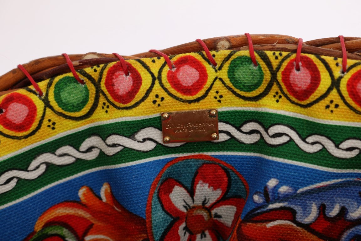 Dolce &amp; Gabbana – Mehrfarbige AGNESE-Strohtasche mit Kristall-Pompon